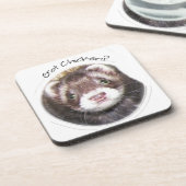 Ferret Gesicht Bild Got Hühnchen? Untersetzer (Linke Seite)