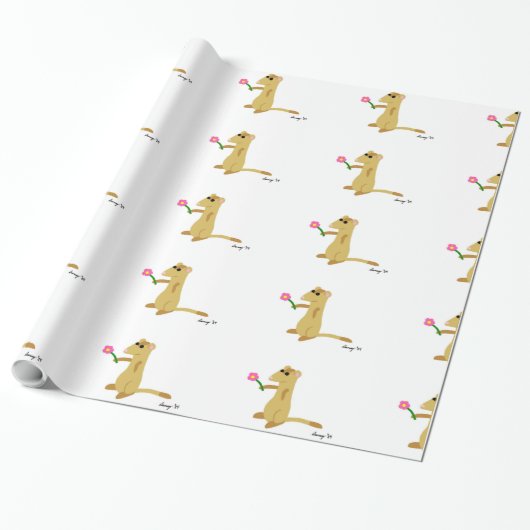 Ferret hält ein Blume Wrapping Paper Geschenkpapier (Ungerollt)