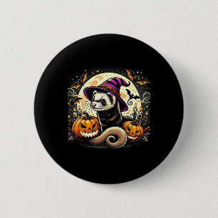 Ferret Hexe Halloween - Spooky Pumpkin Bats Art Button