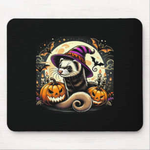 Ferret Hexe Halloween - Spooky Pumpkin Bats Art Mousepad