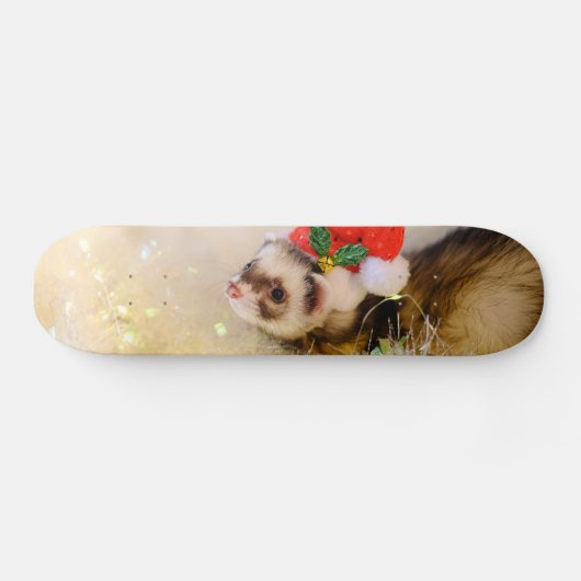 Ferret in Weihnachtsmannmütze Skateboard (Horizontal)