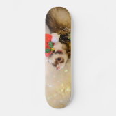 Ferret in Weihnachtsmannmütze Skateboard (Vorderseite)