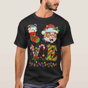 Ferret Lover Xmas Lighting Santa Liebe Ferret Chri T-Shirt