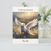 Ferret Memorial Gedicht Angel Wings Name Feld hinz Dankeskarte (Stehend Vorderseite)