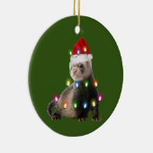 Ferret mit Hat Lights Weihnachten Keramik Ornament (Rechts)