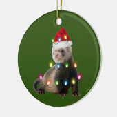 Ferret mit Hat Lights Weihnachten Keramik Ornament (Links)