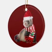 Ferret mit Hat Scaft Weihnachten Keramik Ornament (Links)