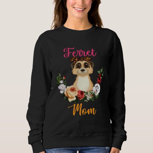 Ferret Mom Floral Ferret Bow Tie  Mother s Day Sweatshirt (Vorderseite)