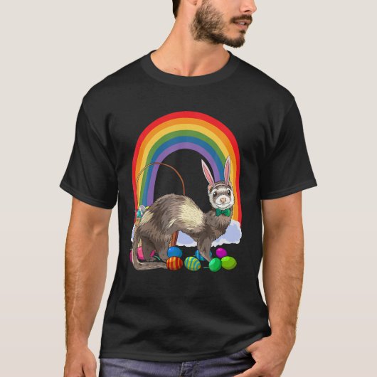 Ferret Niedlich Ostereier Bunny T-Shirt (Vorderseite)