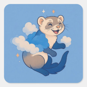Ferret Quadratischer Aufkleber