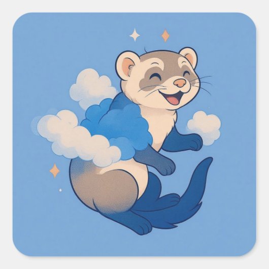 Ferret Quadratischer Aufkleber (Vorderseite)