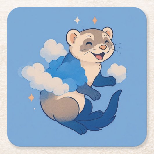 Ferret Rechteckiger Pappuntersetzer (Vorderseite)