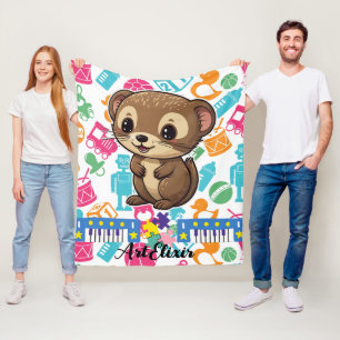 Ferret Toys Print Fleecedecke