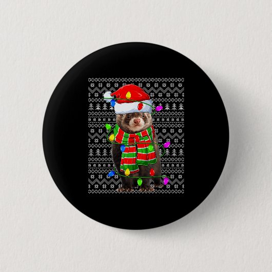 Ferret Ugly Xmas Lighting Santa Ferret Christmas Button (Vorderseite)