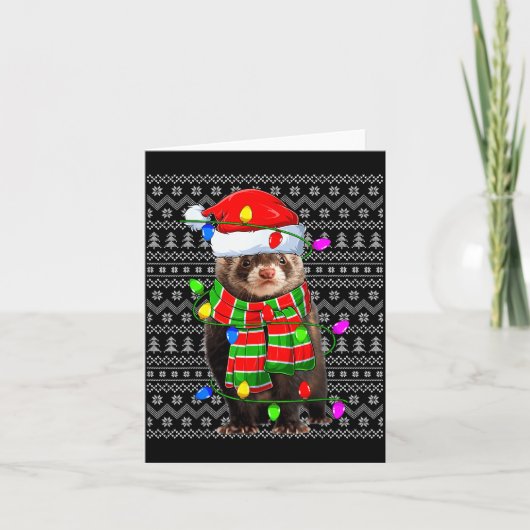 Ferret Ugly Xmas Lighting Santa Ferret Christmas Karte (Vorderseite)