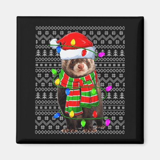 Ferret Ugly Xmas Lighting Santa Ferret Christmas Magnet (Vorne)
