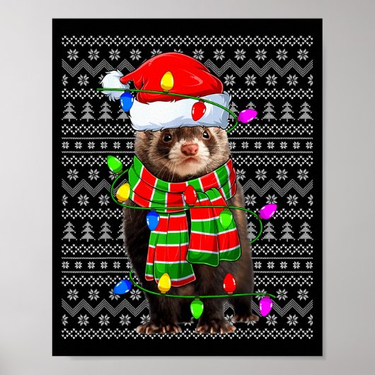 Ferret Ugly Xmas Lighting Santa Ferret Christmas Poster (Vorne)