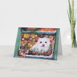 Ferret und Chipmunk Weihnachtsfenster Feiertagskarte
