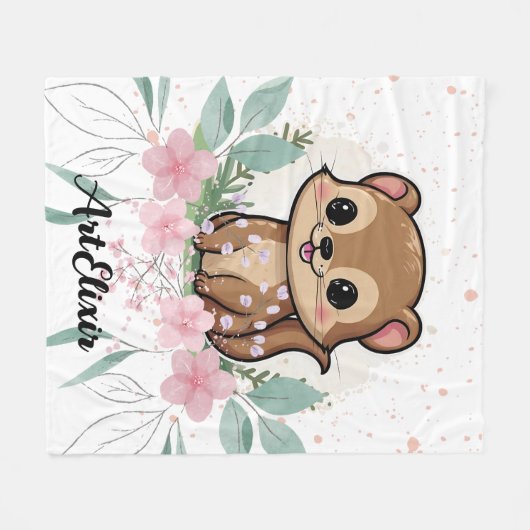 Ferret Vintag Print Fleecedecke (Vorderseite (Horizontal))