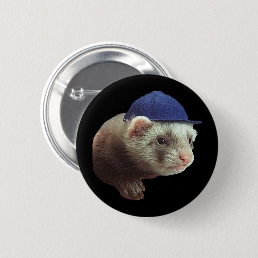 Ferret Wearing Hat Button (Vorne & Hinten)