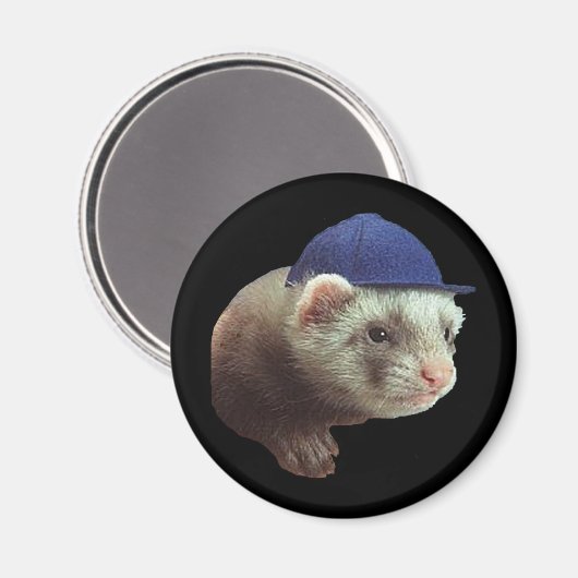 Ferret Wearing Hat Magnet (Vorderseite/Rückseite)