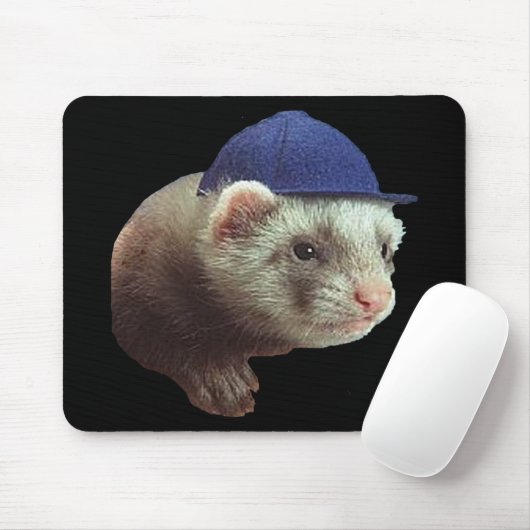 Ferret Wearing Hat Mousepad (Mit Mouse)