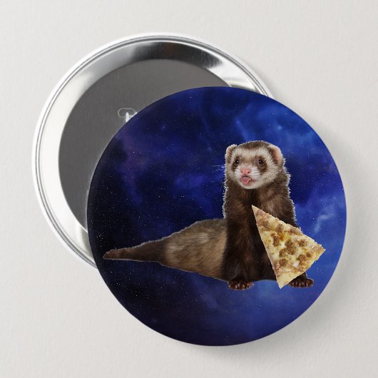 Ferret Weasel PIzza Slice Nebel Space Button (Vorne & Hinten)