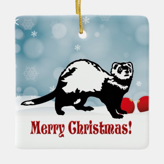 Ferret Weihnachten Keramikornament (Vorderseite)