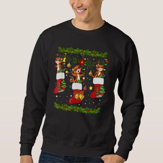 Ferret Weihnachtssocken X Mas Lights Pajama Matchi Sweatshirt (Vorderseite)