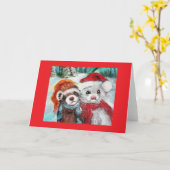Ferret Winter Blank Greycard Karte (Gelbe Blume)