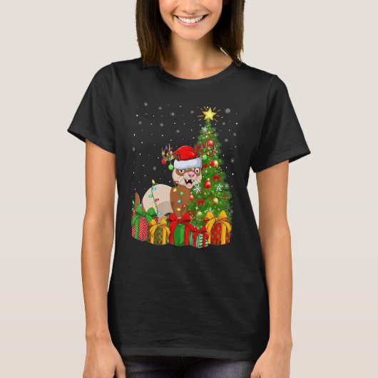 Ferret Xmas Holiday Santa Ferret Christmas Tree T-Shirt (Vorderseite)