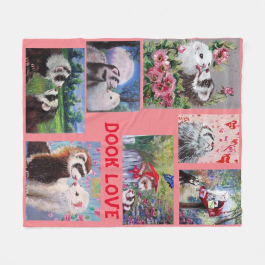 Ferrets Dook Valentine Fleecedecke (Vorderseite (Horizontal))