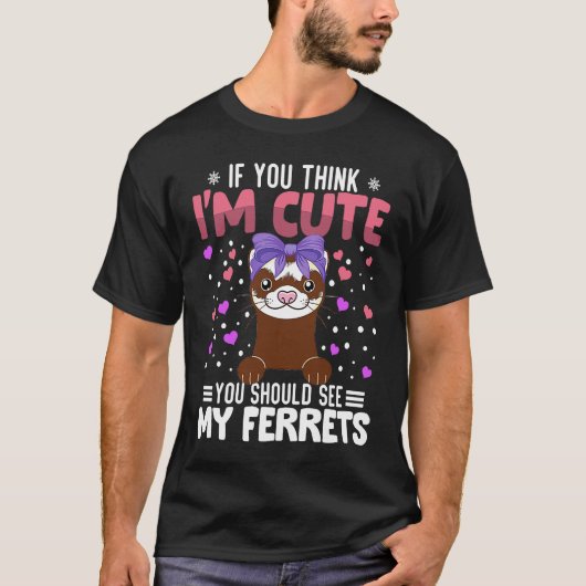 Ferrets Heart Valentine's Day Animal For Womens Ki T-Shirt (Vorderseite)