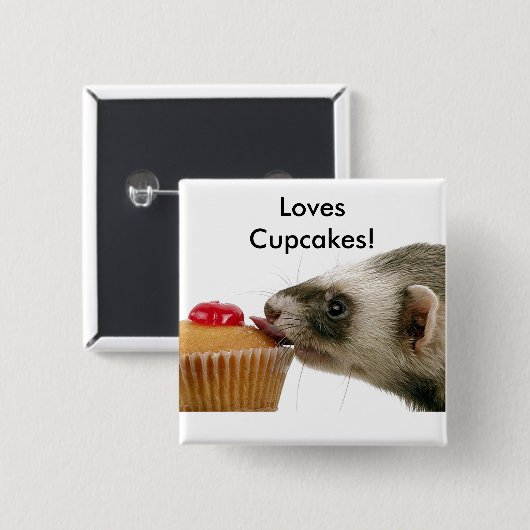Ferrets Liebe Cupcakes Schaltfläche Button (Vorne & Hinten)