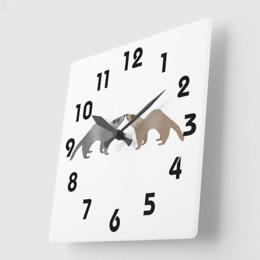 Ferrets Wall Clock Quadratische Wanduhr (Winkel)