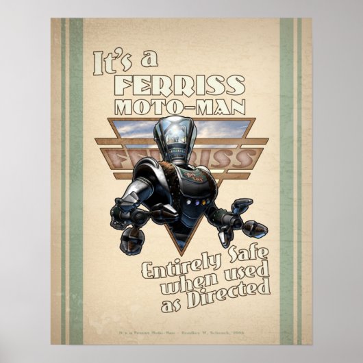 Ferris Moto-Man Retro Robot Poster (16x20") (Vorne)