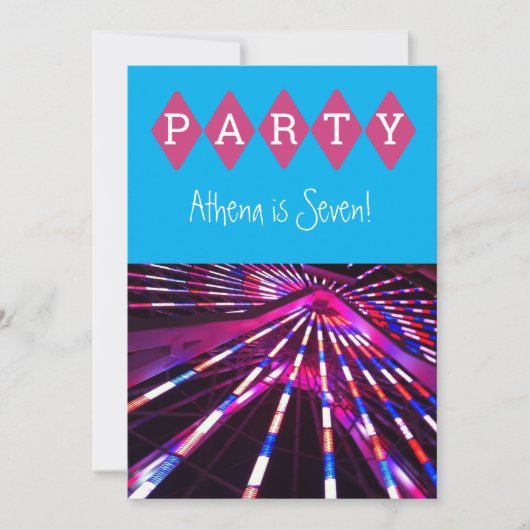 Ferris Wheel Carnival Geburtstag Einladung (Vorderseite)