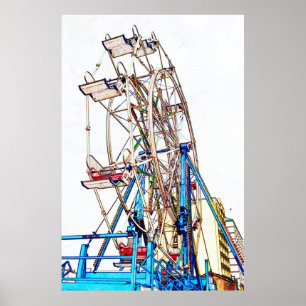 Ferris Wheel-Chalk-Kontur von Shirley Taylor Poster