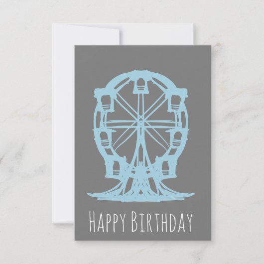 Ferris Wheel Hand Drawn Geburtstag Karte (Vorderseite)
