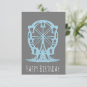 Ferris Wheel Hand Drawn Geburtstag Karte (Stehend Vorderseite)