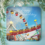 Ferris Wheel Roller Untersetzer Happy Birthday Scr<br><div class="desc">"Herzlichen Glückwunsch zum Geburtstag". Genießen Sie die Erinnerungen von sanften Brisen, fröhlichen Schrecken und Vogelaugen. Vergessen Sie nicht, an diesen Geburtstagsfeiern mit diesen orangen, türkisfarbenen und blauen Riesenrad- und Rollerfotografie-Papier-Untersetzer teilzunehmen. Ihre Auswahl an verschiedenen Formen. Es stehen auch passende Teller, Servietten und andere Geburtstagsartikel zur Verfügung. Sie können diesen Untersetzer...</div>