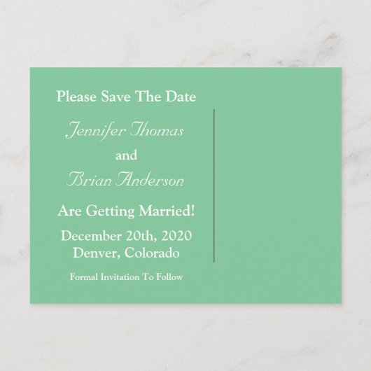 Ferris Wheel Save the Date Postkarten (Minze grün) (Rückseite)