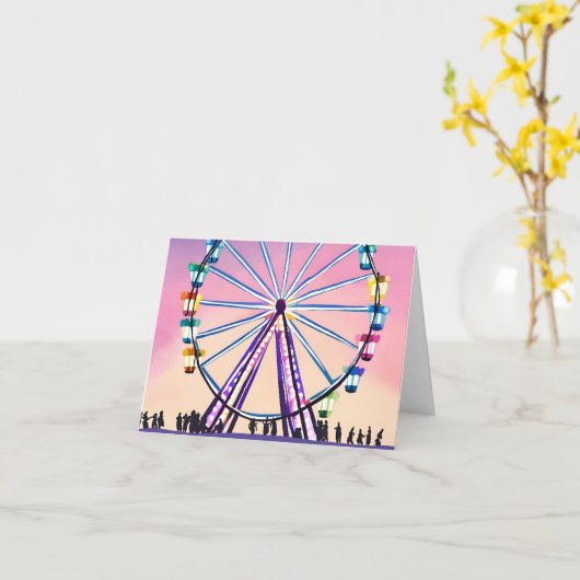 Ferris Wheel Sunset | Schöne Wasserfarbe Karte (Gelbe Blume)