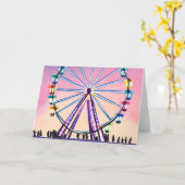 Ferris Wheel Sunset | Schöne Wasserfarbe Karte (Gelbe Blume)