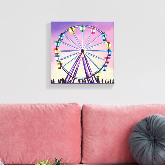 Ferris Wheel Sunset | Schöne Wasserfarbe Leinwanddruck (Insitu (Wohnzimmer))