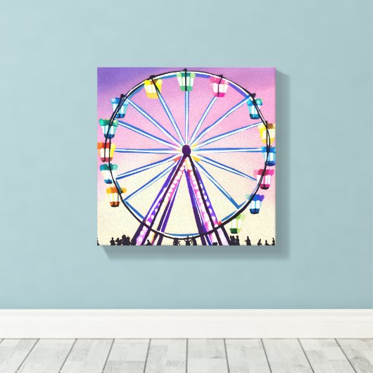 Ferris Wheel Sunset | Schöne Wasserfarbe Leinwanddruck (Insitu (Holzboden))