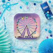 Ferris Wheel Sunset | Schöne Wasserfarbe Pappteller (Party)