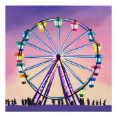 Ferris Wheel Sunset | Schöne Wasserfarbe Poster (Vorderseite)