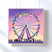 Ferris Wheel Sunset | Schöne Wasserfarbe Poster