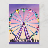 Ferris Wheel Sunset | Schöne Wasserfarbe Postkarte (Vorderseite)